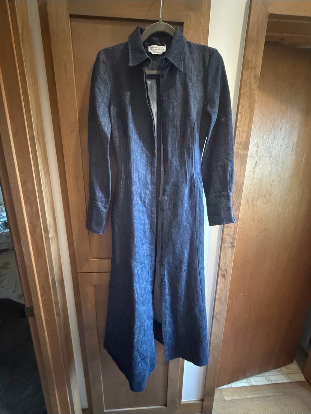 Gabriela Hearst Navy Long Denim Shirt Dress